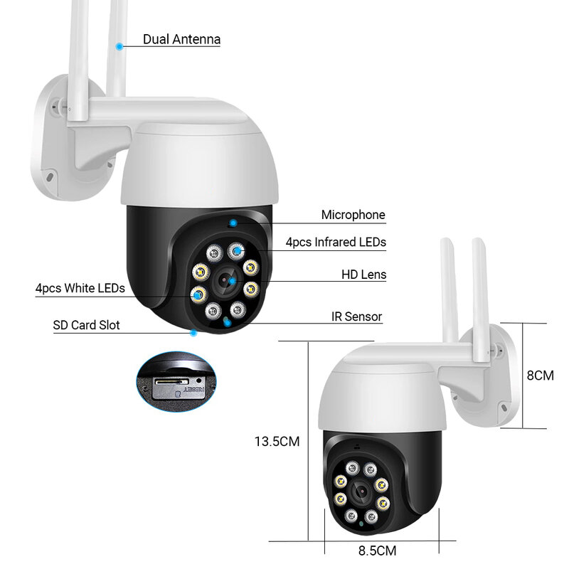 Hamrol 3mp câmera ip wi fi tuya casa inteligente 5x ptz ai detecção humana visão noturna colorida ao ar livre câmera de vigilância sem fio