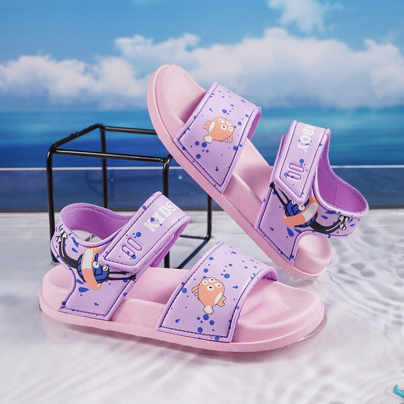 Sandalias infantiles para niñas, zapatos de playa suaves, sandalias florales para niños, zapatos de Princesa a la moda para niñas