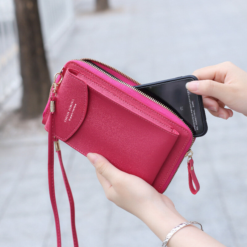 Bolsa feminina saco de telefone tela de toque pendurado saco de telefone móvel 7 polegadas mini cintura bolsa nova versátil zero carteira