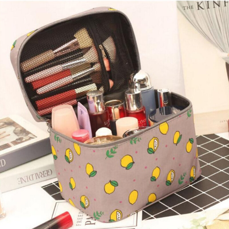 Wasserdichte Tragbare Frauen Make-Up Tasche Hohe Kapazität Toilettenartikel Organizer Lagerung Kosmetische Fällen Zipper Waschen Schönheit Reisetaschen