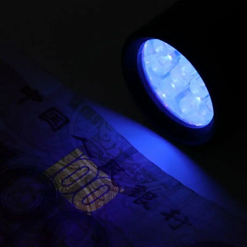ไฟฉาย UV 12ไฟแอลอีดีแบบพกพาโคมไฟอัลตราไวโอเลตไฟฉายงบการตรวจจับ Fluorescer Detector Marker Checker แบตเตอรี่ Alu
