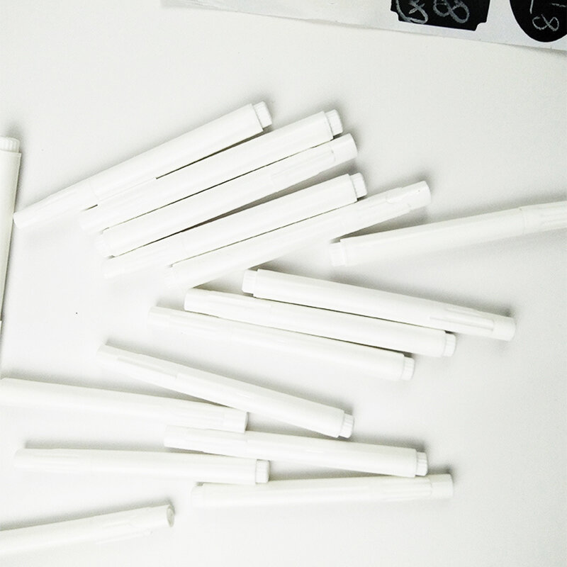 Canetas de giz líquido branco, 4/10 peças por atacado, adesivo de parede, quadro-negro, cozinha, conveniente, caneta de marcação removível, papelaria