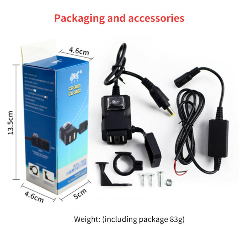 Chargeur USB Étanche pour Touriste, Port de Guidon de Moto, Adaptateur d'Alimentation pour Téléphone Portable, 12V, 5V, 1A, 2,1 A
