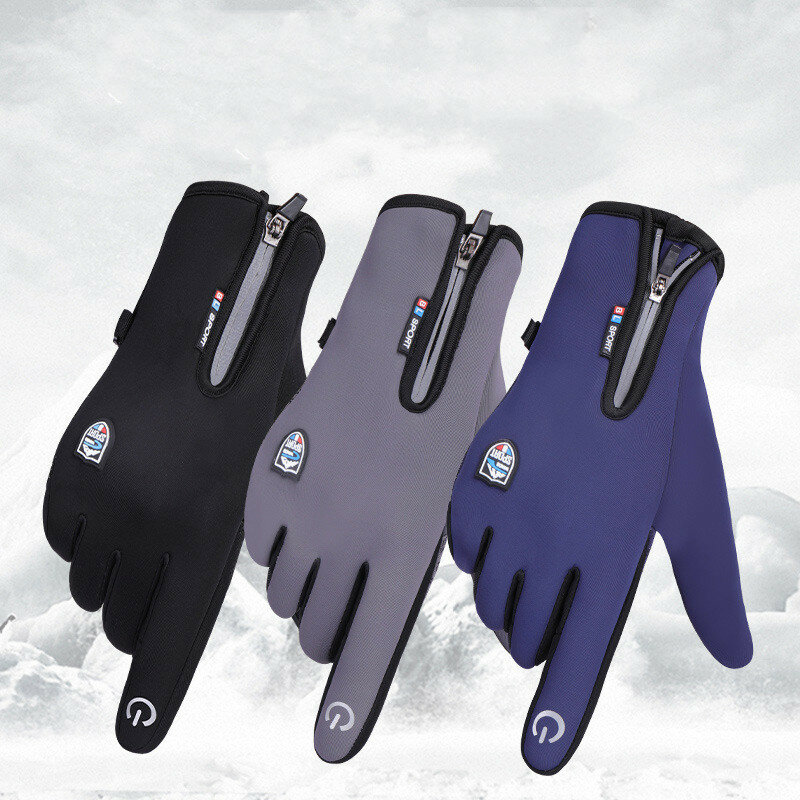 Zimowe rękawice wędkarskie rękawice rowerowe dla mężczyzn wodoodporny wiatroszczelny ekran dotykowy Full Finger motocykl polowanie narciarstwo Thermo Glove