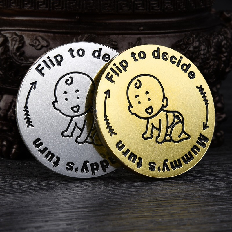 Children's Challenge Coins Mom Dad Decision Coins Fun Game Coins Metal Commemorative Coins Wooden Coins