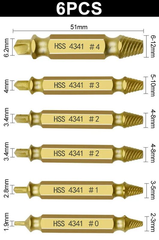 NJBLZQ 4/5/6PCS Beschädigt Schraube Extractor Drill Bit Set Center Core Twist Bohrer Schraube Bolzen einfach Nehmen Sie Abriss Werkzeuge