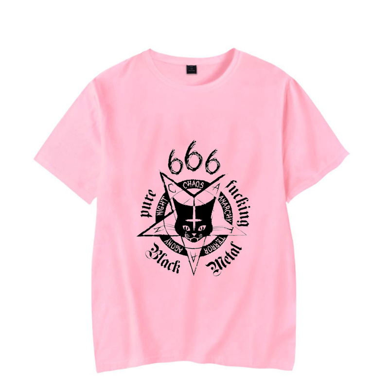 Camisetas góticas para hombres, camisa negra con estampado de gato de dibujos animados, ropa de gran tamaño, camiseta gótica Punk