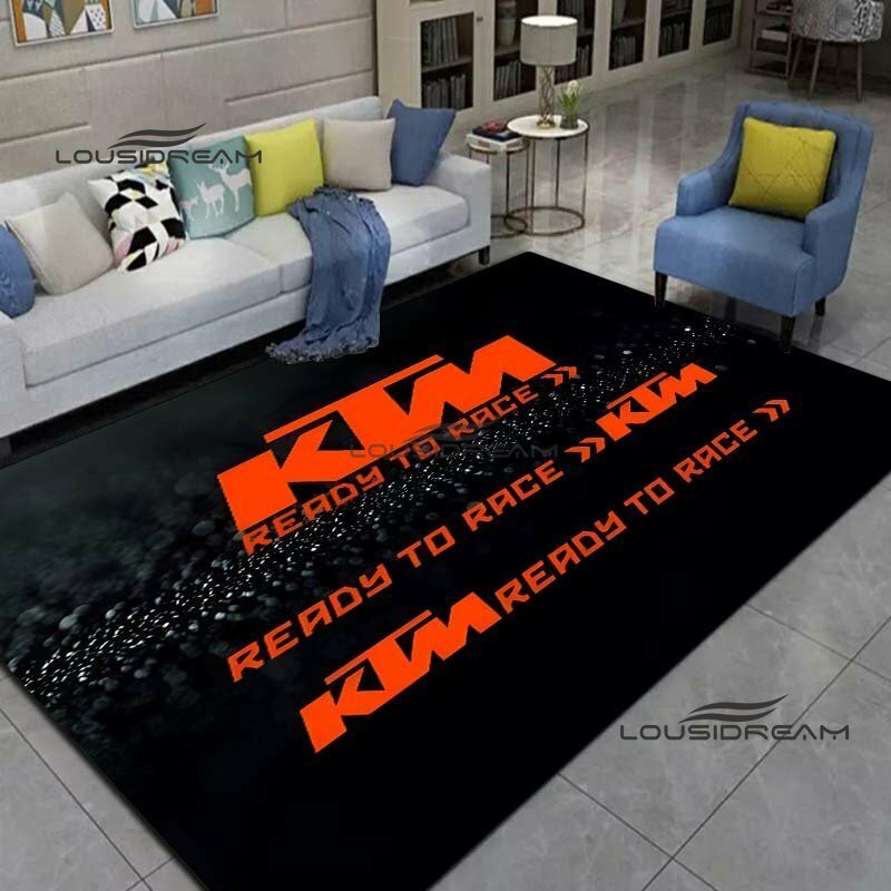Ktm pronto para correr tapetes e tapete 3d impressão da motocicleta tapete sala de estar quarto decorar grande área macio