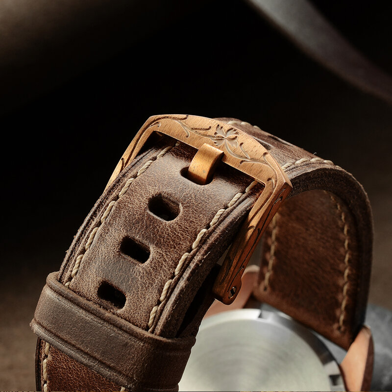 San Martin 41mm Hohe Qualität Retro Bronze Männer Uhr 50Bar Gravur Traditionellen Muster Automatische Mechanische Uhren Leucht