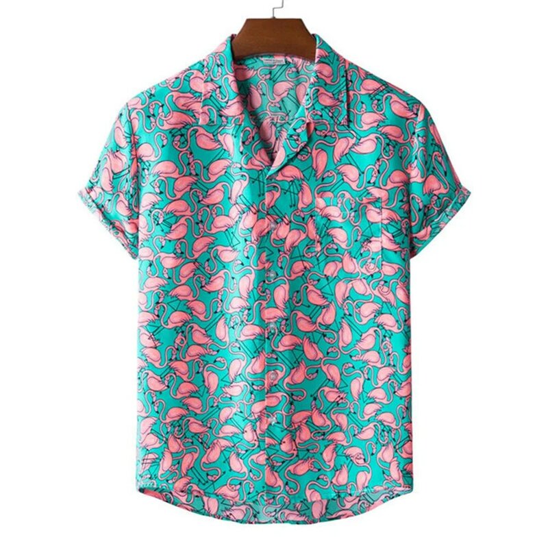 남성용 섹시한 표범 무늬 하와이안 셔츠, 반팔 비치 셔츠, 휴일 록 파티 셔츠, 2022 여름 신상