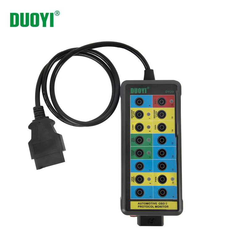 Duoyi dy29 detector de protocolo diagnóstico automotivo testador carro auto obd2 breakout quebrar caixa veículo obdii interface monitor