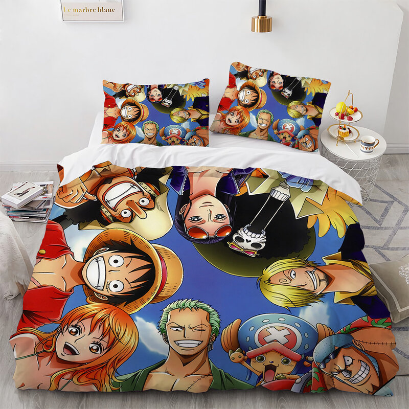 Original Anime Einem Stück Nach Hause Textil Bettwäsche Set Cartoon Luffy 3Pcs König Königin Twin Quilt Abdeckung Set mit Kissenbezug room Decor
