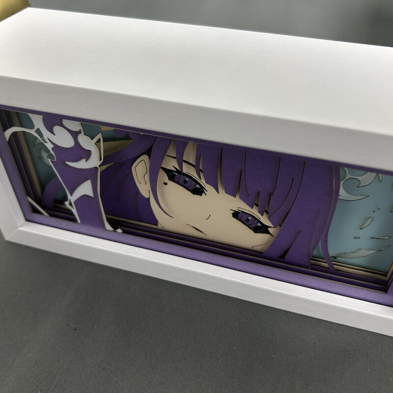 Raiden Shogun Genshin Impact Led Lamp Box for Room Decor Night Light Box Birthday Gift 3d Paper Cut Lightbox Decor Lamp