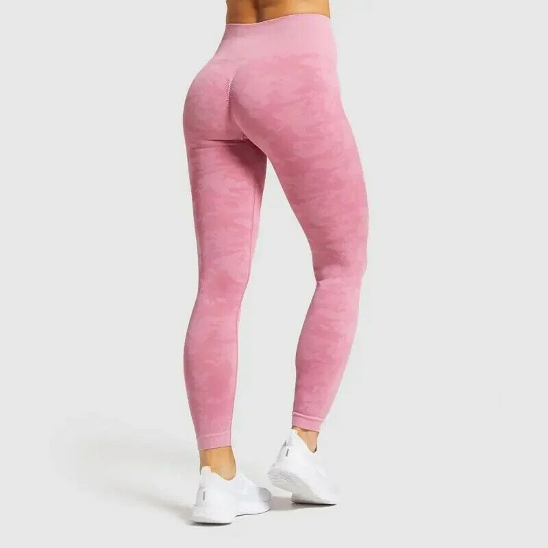 SVOKOR kamuflaż legginsy z wysokim stanem kobiety treningu Camo legginsy Push Up bezszwowy Fitness odzież spodenki do ćwiczeń kobiet