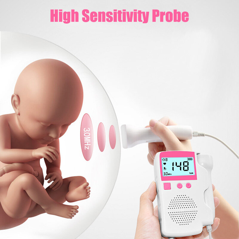 Gravidez bebê doppler fetal som detector de freqüência cardíaca portátil fetal doppler 3.0mhz monitor doméstico portátil sonar doppler