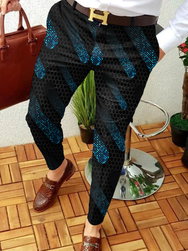 Брюки-Карандаш мужские в полную длину, повседневные облегающие штаны со средней талией, с квадратным принтом в клетку, весна 2022