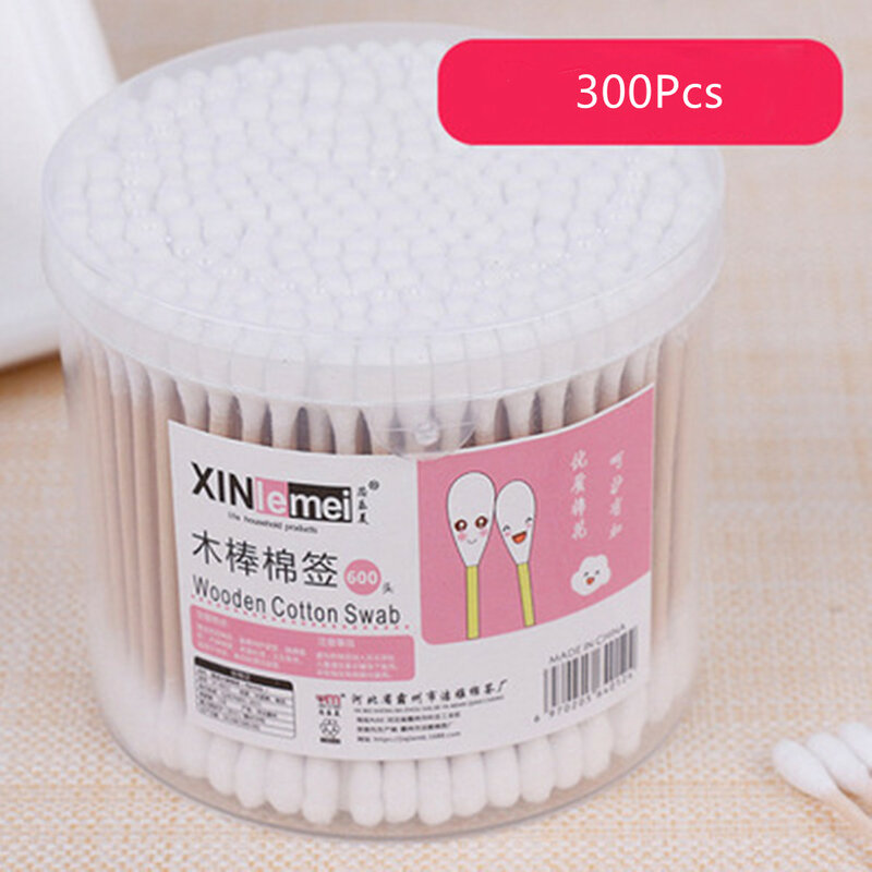 300Pcs Disposable Cotton Swabs Lint Free Micro Brushes Wood Cotton Buds Ear Clean Stick Eyelash Extension Glue Removing Tool