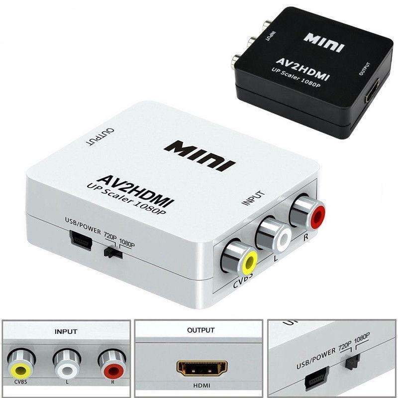 Adaptador convertidor compatible con 1080P RCA AV a HDMI, compuesto para proyector Nintendo NES SNES PS1 SEGA DVD Xbox TV con Cable USB
