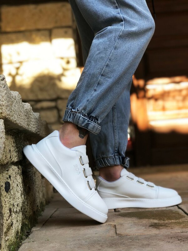 BA0329 3 줄무늬 흰색 두꺼운 단독 캐주얼 남성 신발