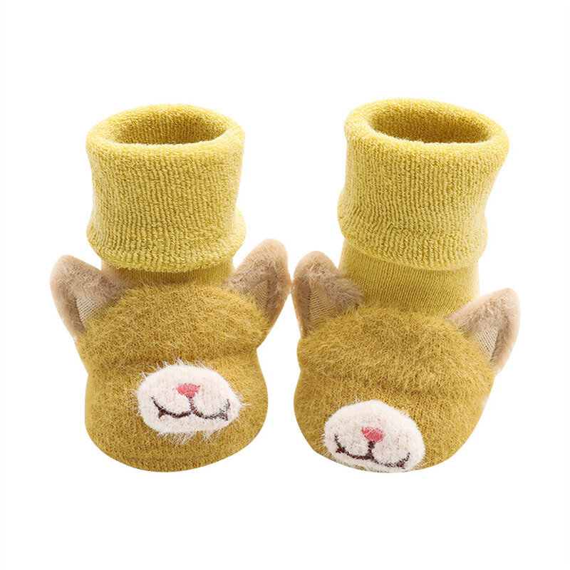 Animal dos desenhos animados meias de assoalho do bebê engrossar macio algodão anti deslizamento confortável para o recém-nascido criança inverno quente meias
