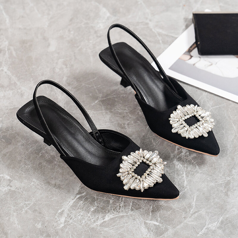 Summer Shoes for Women 2022 New Women's Shoes Wedding Shoes Sequined Exposed Documentary Shoes Pointed Toe Temperament Spring