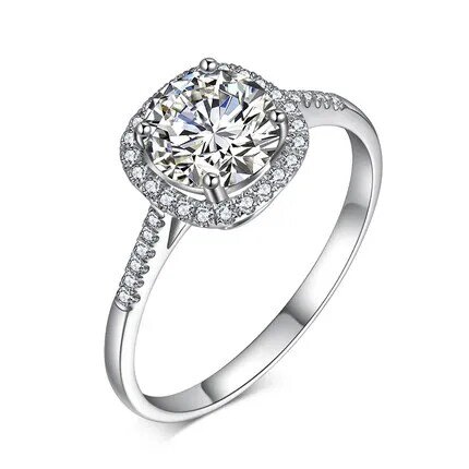 D สี Sterling 925 Silver 1CT แหวนหมั้น Moissanite แหวนเพชรข้อเสนอสัญญาแต่งงาน Eternity แหวนปรับแต่ง