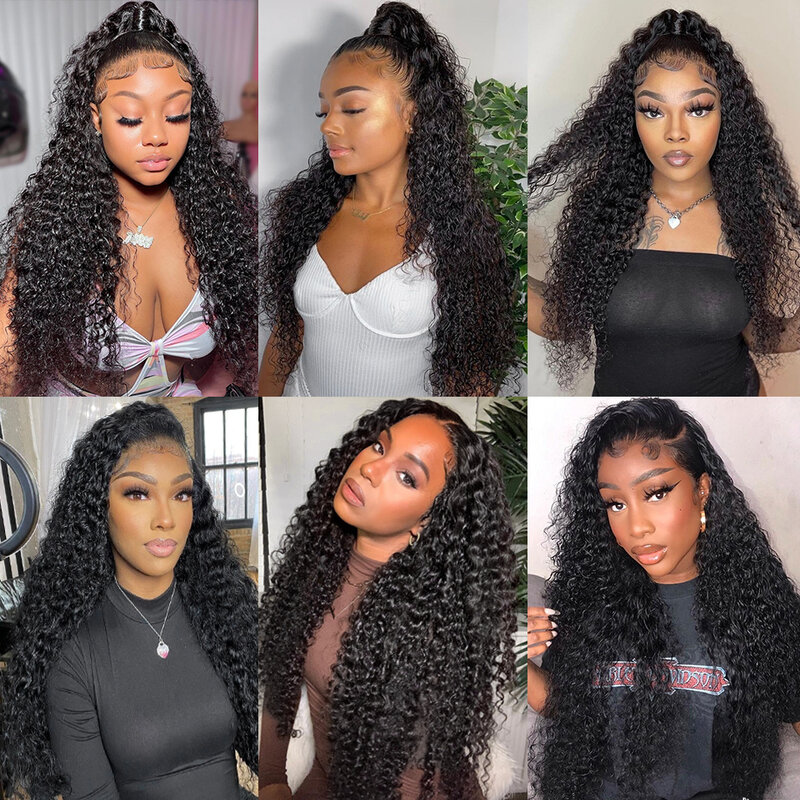 Deep Wave Frontal Wig 13x4 Lace Front Human Hair Wigs HD Transparent 360 Lace Frontal Curly Human Hair Wigs Preplucked For Women