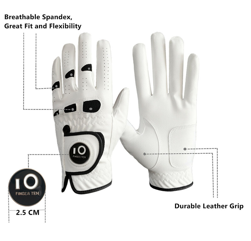 Прочные всепогодные мужские перчатки для гольфа с шариковым маркером для левой руки Lh для правой руки Golfer Grip Fit S M ML L XL Прямая поставка
