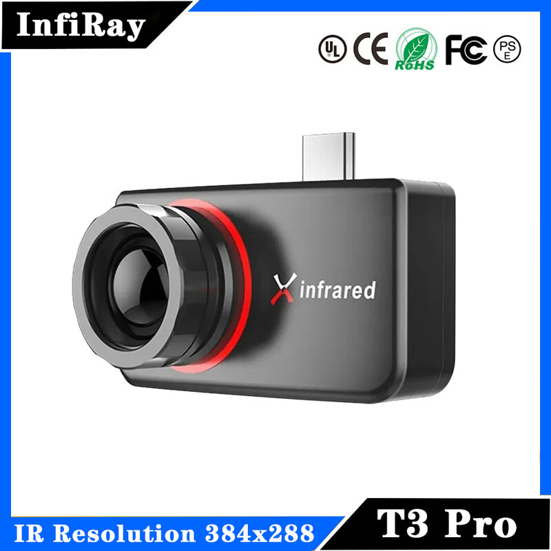InfiRay T3 Pro kamera termal Mini, alat pencitraan termal inframerah untuk ponsel Android 384x288 piksel kamera termografis