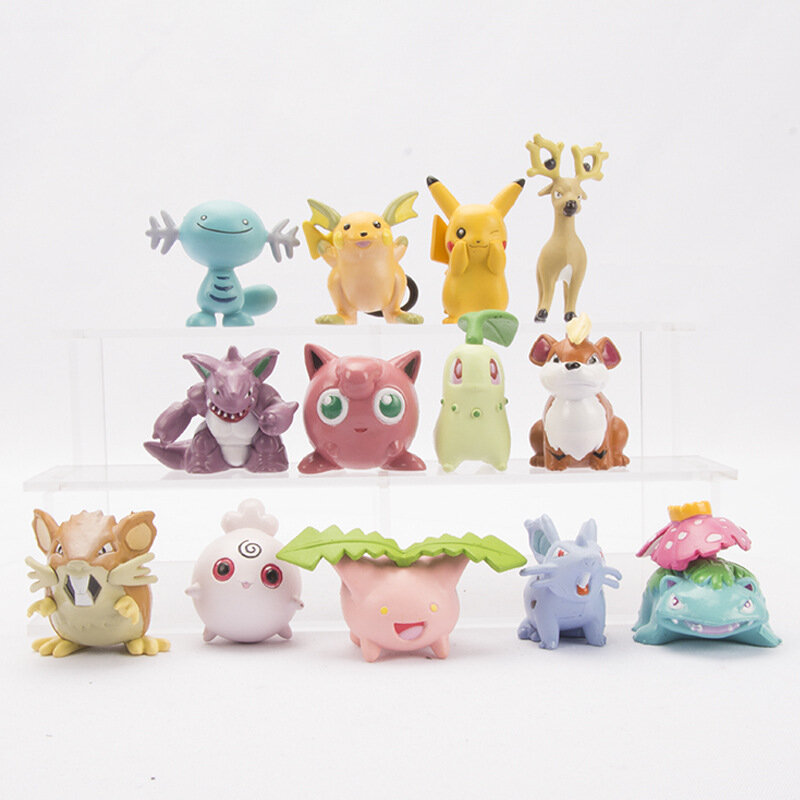 Figurine Pokemon Pikachu, 13 pièces, fait à la main, grosse Ding, graine de grenouille, ornement, cadeau de noël, Halloween, Anime