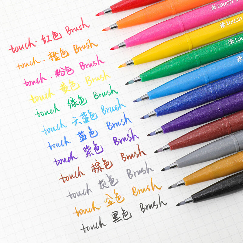Japan Pentel 12 farben SES15C Weichen Pinsel Stift Haar Schönheit Stift Zeichnung Schwarz Hand Konto Hub Haken Linie Malerei lieferungen