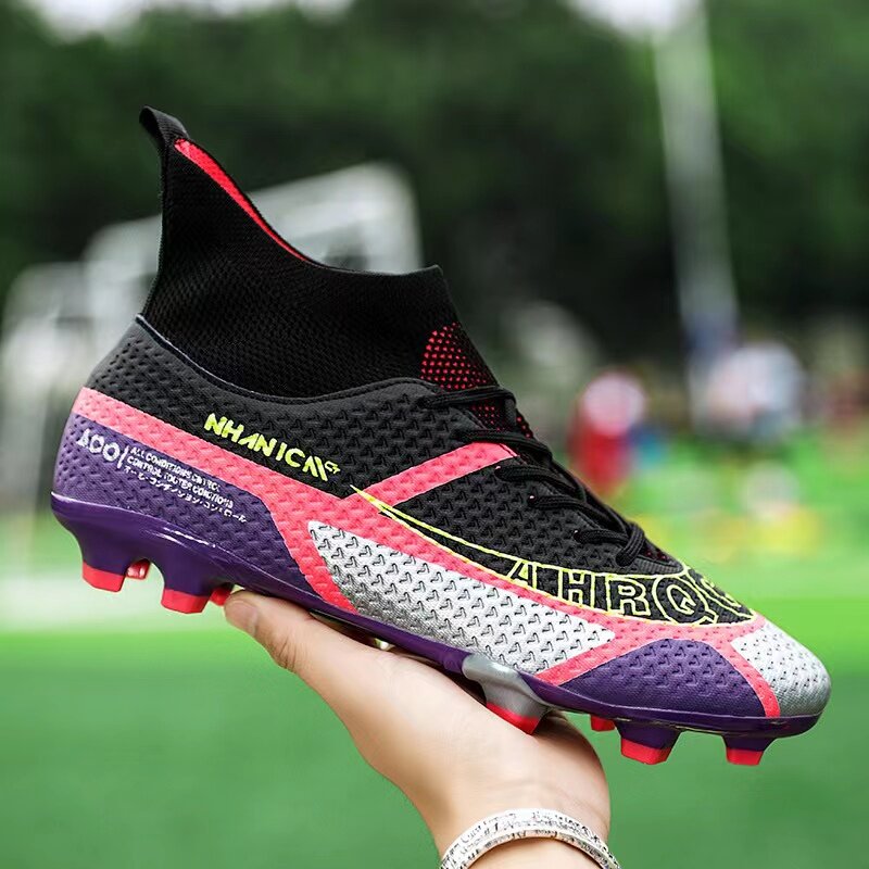 Original Trend Men Soccer Shoes Adult Kids Tf/fg High Ankle Football Boots Grass Training Sport Footwear Cleats Sneakers 30-50