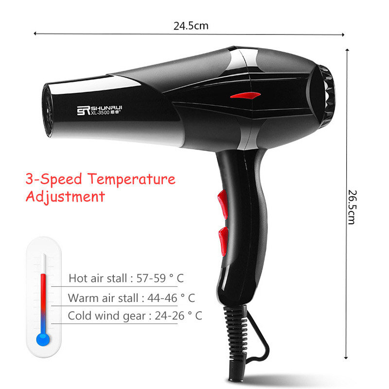 Secador de cabelo profissional, 3200w, forte vento, secagem quente e fria, cabelo iônico negativo, secador elétrico, 2 ajustes de velocidade