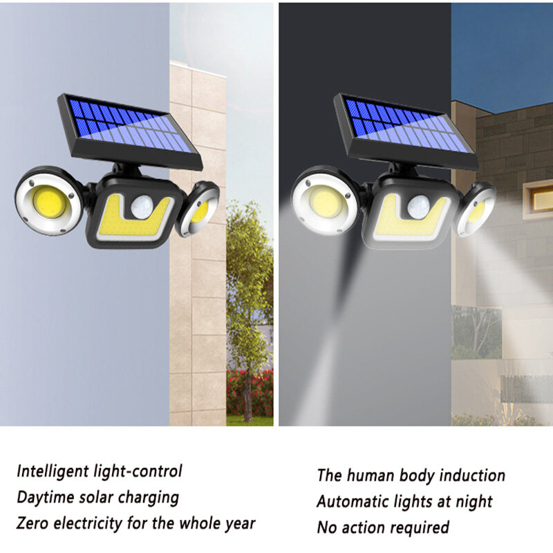 Led solar lâmpada de parede luz sensor humano ao ar livre jardim luz para corredor pátio pequena rua varanda quintal garten