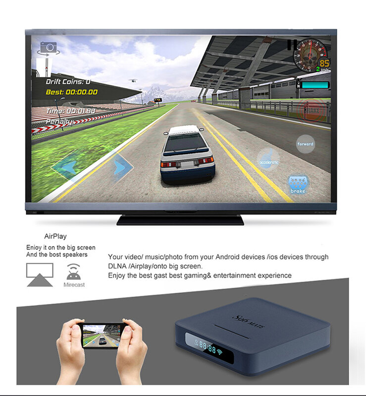 STUOTOP-Dispositivo de TV inteligente S96 Mate, decodificador con Android 11, Amlogic S905W2, Wifi 2,4G y 5G, BT5.0, 3D, 4K, reproductor multimedia HD por voz, 32G, 4GB