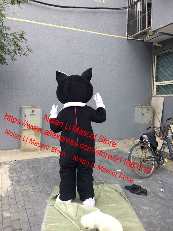 Alta qualidade eva capacete preto e branco gato mascote traje dos desenhos animados terno festa de aniversário role play tamanho adulto presentes do feriado 076