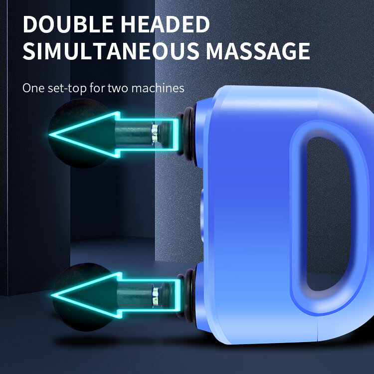 Massagem arma dupla cabeça tecido profundo percussão muscular massager para pescoço volta corpo relaxamento fitness fáscia arma terapia dinâmica