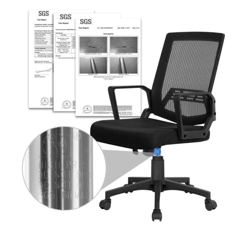 Cadeira ergonômica ajustável do computador da malha meados-parte traseira de easyfashion, preto