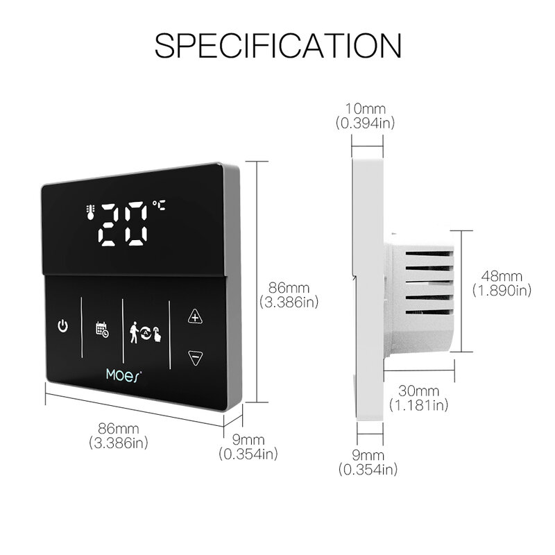 Moes wifi termostato inteligente caldeira de gás água piso elétrico aquecimento controlador logotipo cor ajustável tuya inteligente controle app