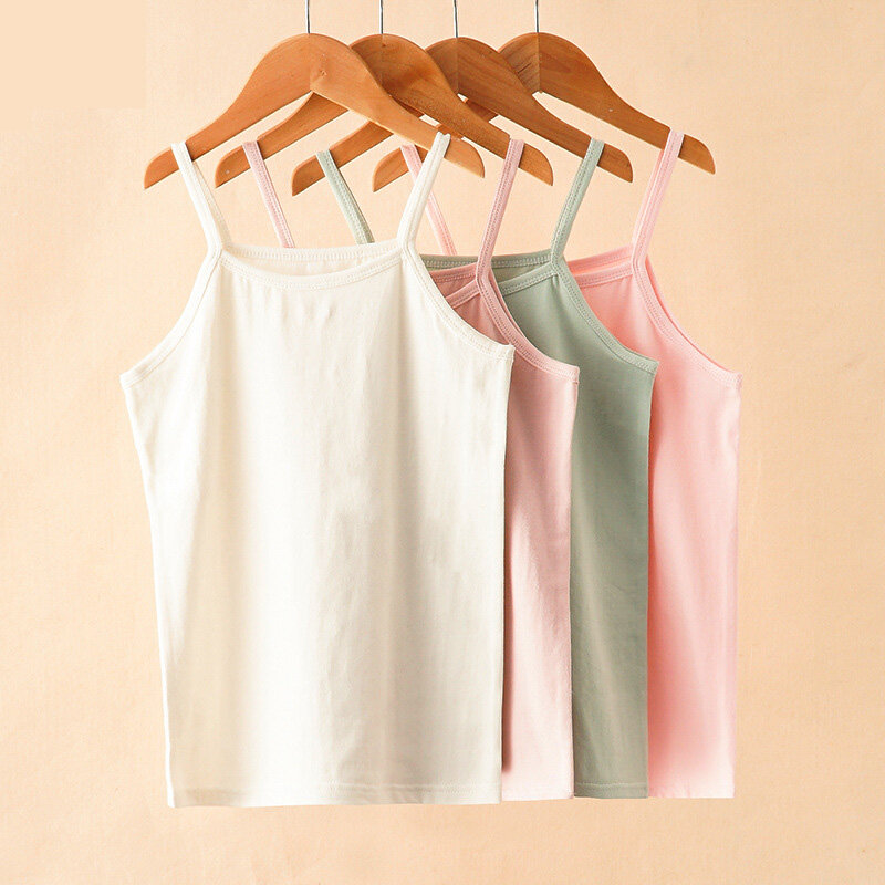 Girls Casual Vest Children Summer Clothing Kids Baby Girls Sleeveless Tops Solid Color Breathable T-shirt Tee Toddler Girl Top