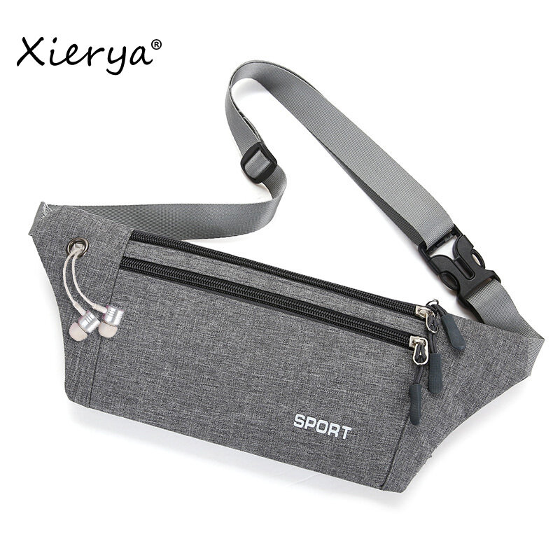 Xierya Sports Waist Bag Ultra Thin Running Bags Men Women Multi-functional Mini Fanny Pack Outdoor Fitness Equipment Gray