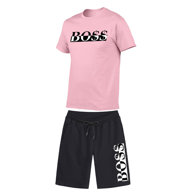 Summer men's Short Sleeve T-Shirt+Shorts Set Classic Pattern male Tracksuit 2022 trend new  Leisure Sportswear man clothing