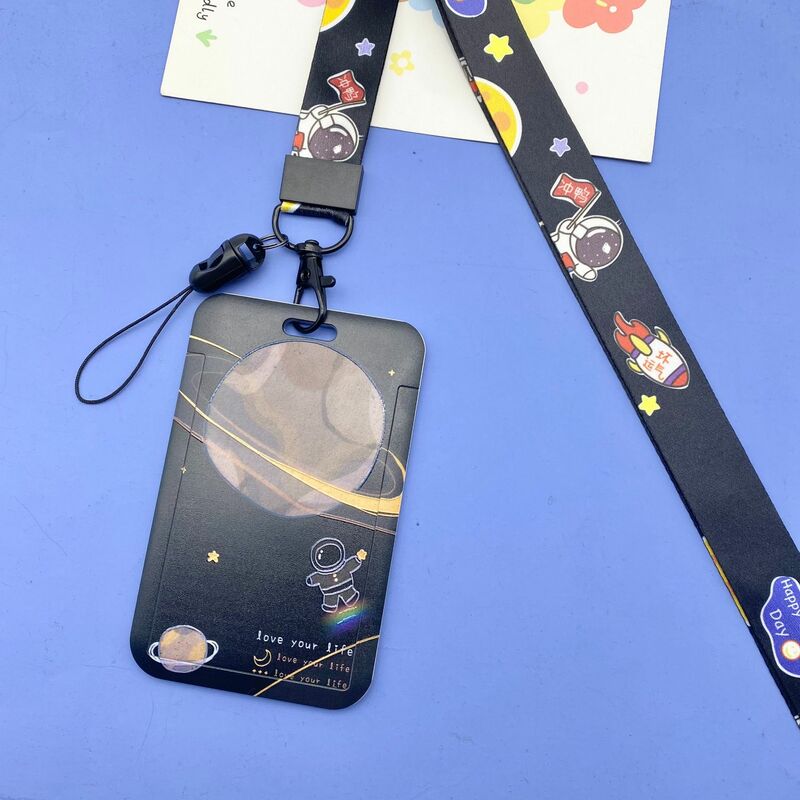 New Space Lanyard Anti Lost Cover Card Set Student Campus Access Card ID Card Men And Women Fashion Protective Cover Card Gifts