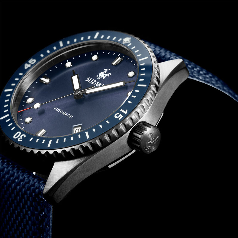 SUZAKU New Classic Men's Automatic Mechanical Watches Ceramic Bezel Stainless Steel Diver's Sports Men's Wristwatch Reloj Hombre