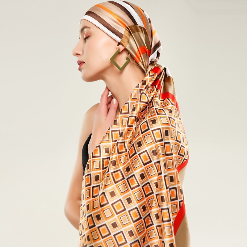 バンダナ-女性用スカーフ180*90cm,デラックスブランド,ヒジャーブ,シルクツイルスカーフ,正方形