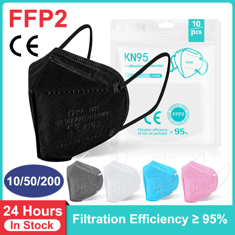 10-100 Pieces CE FFP2 Mascarillas KN95 Face Mask 5 Layers filter Mouth masks Adult Respirator Protective Face Mask FFP3MASK FFP2
