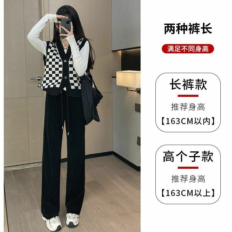 Plus Velvet Thick Pants Women's Autumn and Winter New Wide Leg High Waist Loose Casual All-match Straight Sports Pants