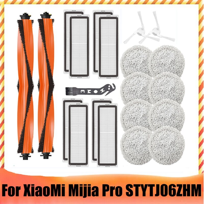 Para xiaomi mijia pro stytj06zhm robô aspirador de pó hepa filtro lado principal escova mop pano acessórios kit