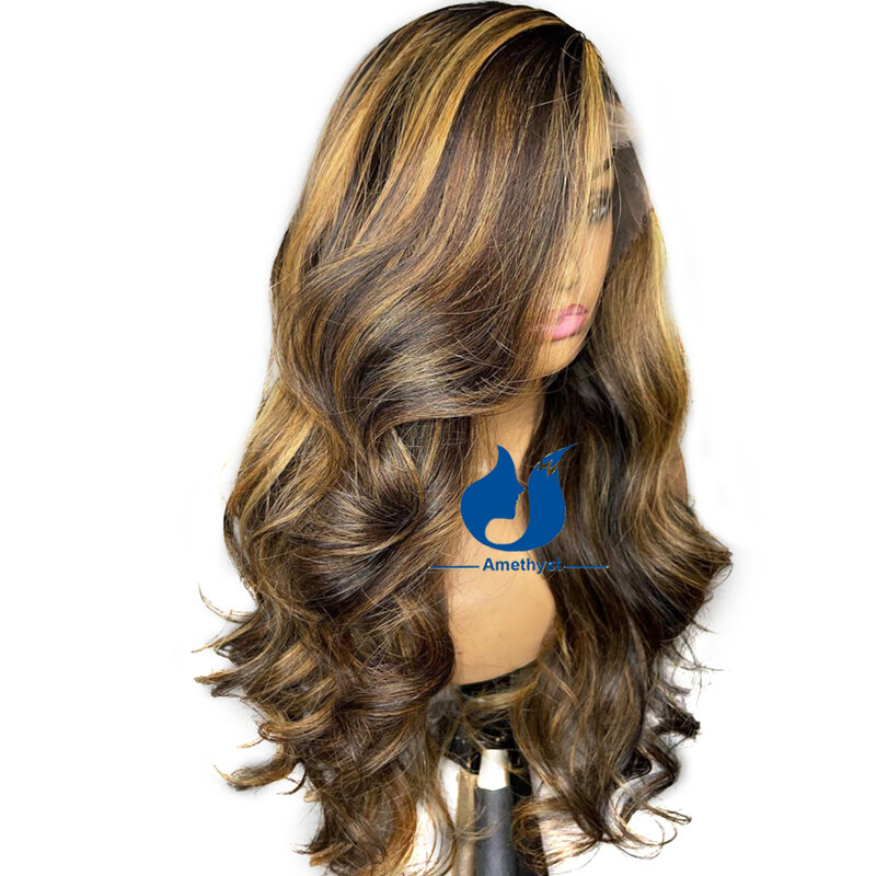Highlight Brown Blonde Loose Wave Human Hair Wigs for Black Women 3#/27# Wavy Lace Front Wigs Human Hair 13X6 Brazilian Remy Hai