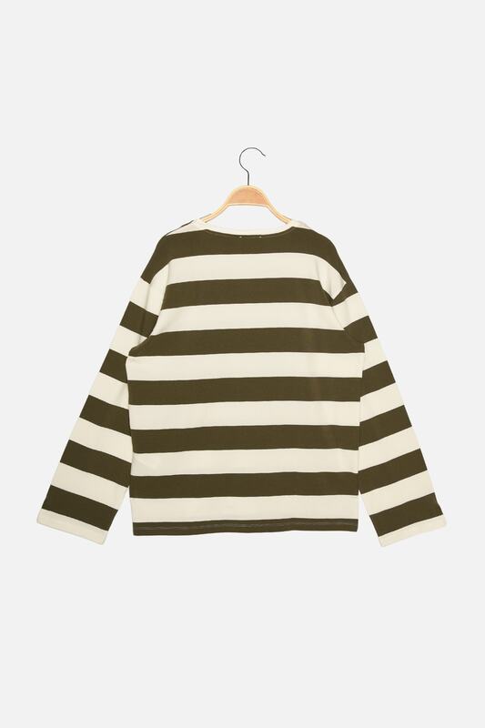 Trendyol Pocket Patch Detailed Striped Knitted Blouse TWOAW22BZ0162